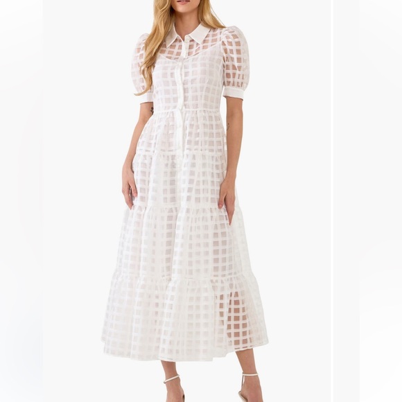 English Factory Gridded Organza Tiered Maxi Dress - NWT - Picture 1 of 7